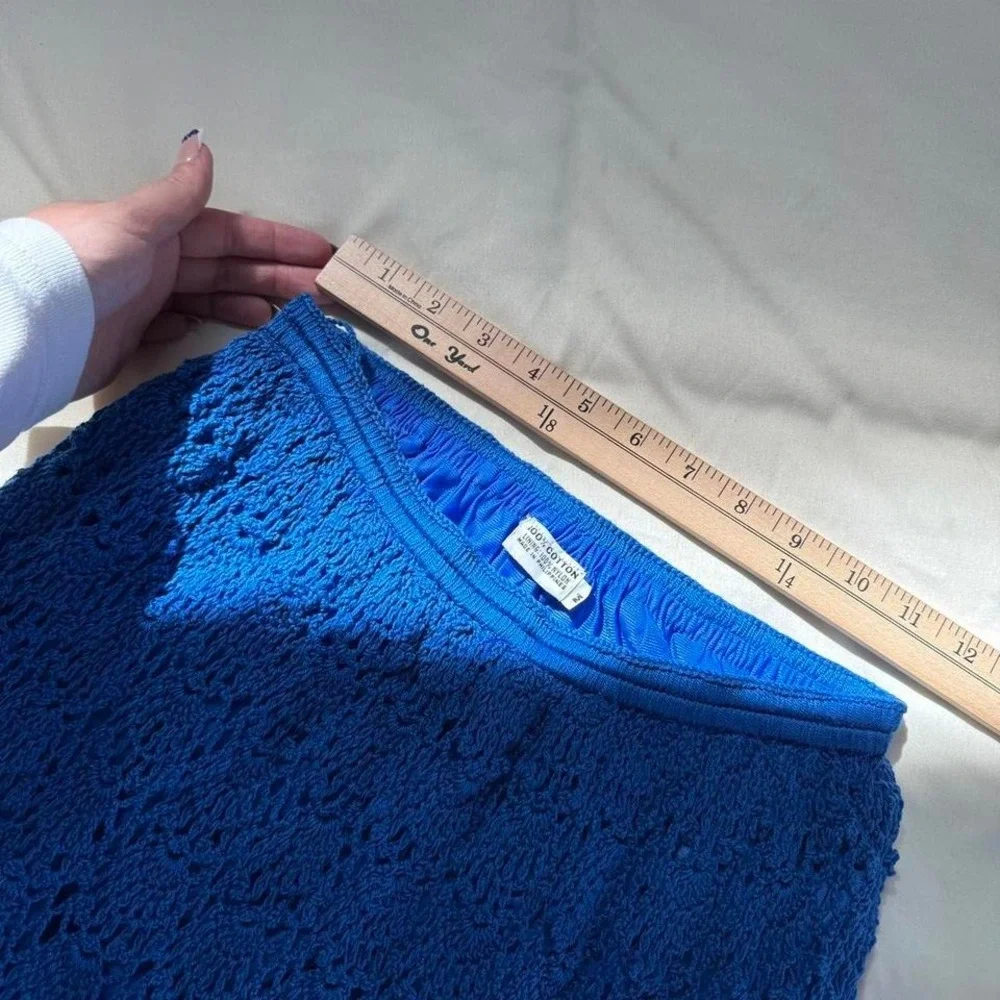 crochet midi skirt  Vintage blue crochet midi skirt size medium - Picture 5 of 6